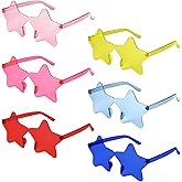 NACHLYNN 6 Pcs Transparent Sunglasses Multicolor Rimless Star Shaped Sunglasses Pentagram Glasses for Costumes Cosplay