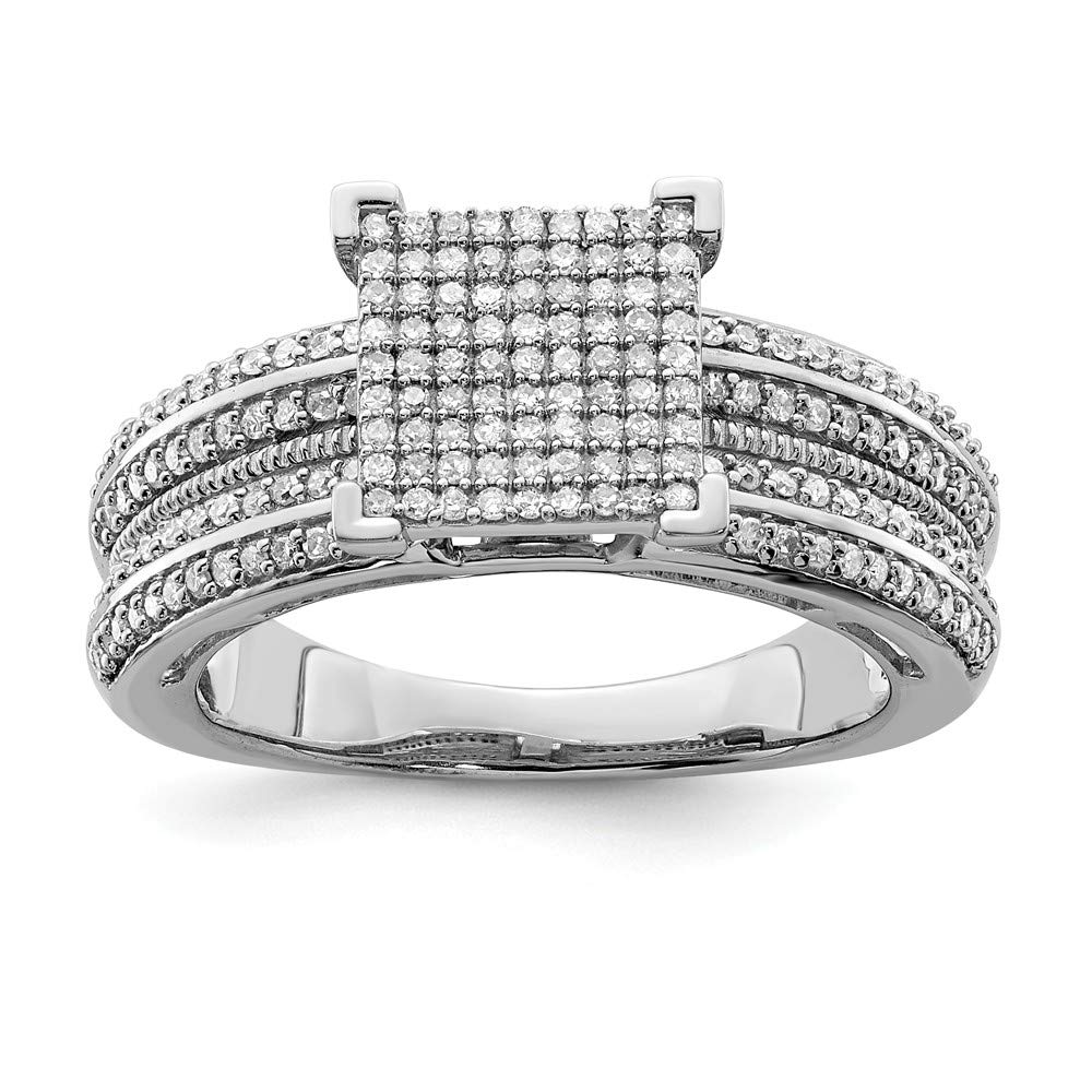 925 Sterling Silver Diamond Square Band Ring Fine Jewellery For Women Gifts For Her