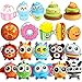 WATINC 20 Pcs Kawaii Colorful Food and Animals Set Key Chain Mini Soft Donut Squishy Cream Scented Stress Relif Toy, Party Supplies Decorative Props Gift Hand Toy for Kids
