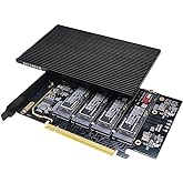 KONYEAD pcie4.0 x16 to m.2 m-Key nvme x 4 ssd Expansion Card with Heatsink，Supports 4 NVMe M.2 2280 up to 256Gbps，M2 Adapter Card 2280 Driver Free. Bifurcation Required&hellip;