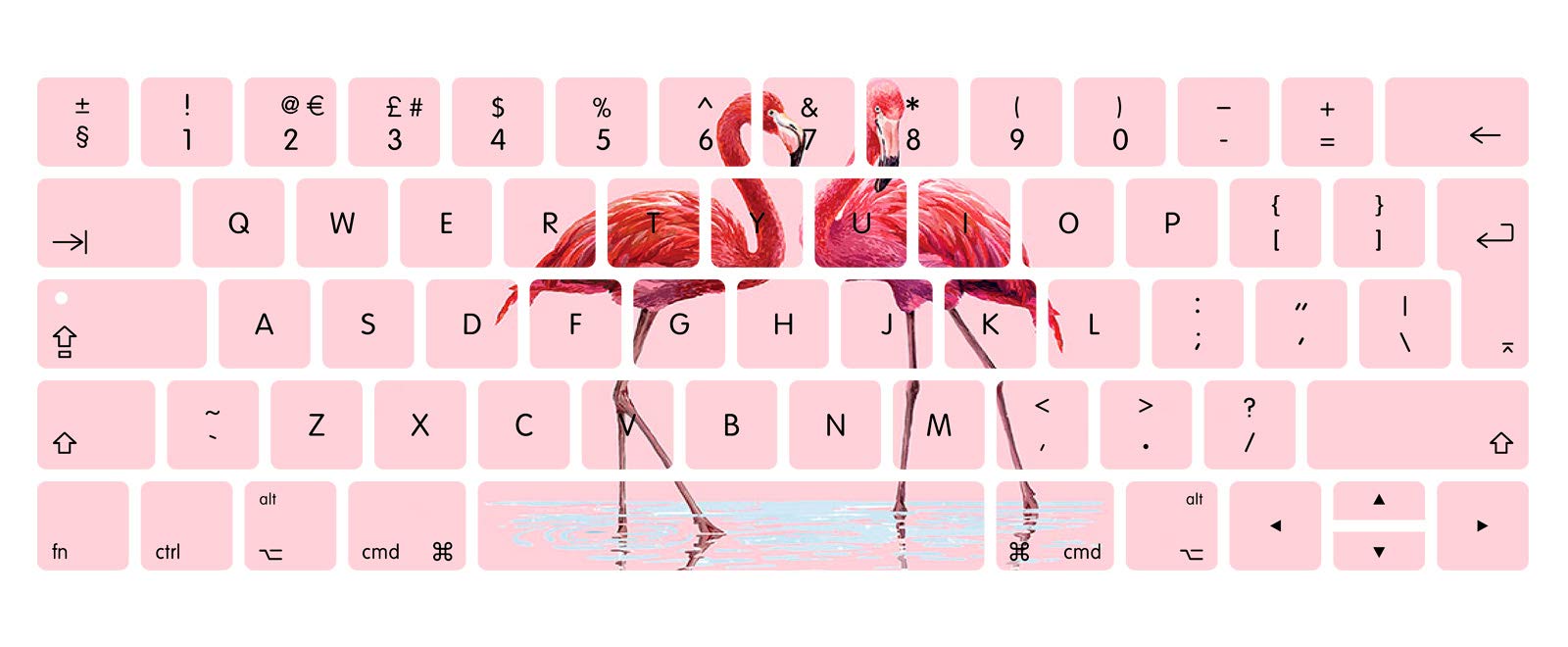 MMDW English UK Flamingo Silicone Keyboard Cover for MacBook Pro 13 15 inch 2019 2018 2017 2016 with Touch Bar&Touch ID Model:A2159 A1989 A1706/A1990 A1707,European Version