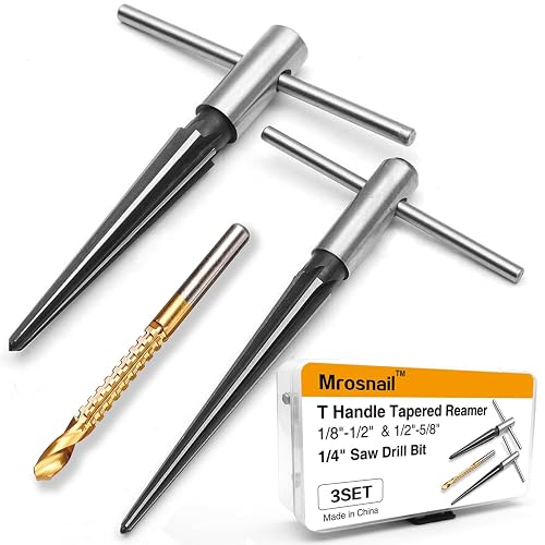 Namvo 2PCS Tapered Reamer T Handle 6 Fluted Chamfer Bridge