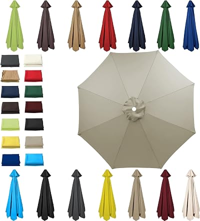 HonunGron Replacement Parasol Canopy 6/8 Ribs 2m-3m Waterproof UV50+ Garden
