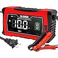 YHCHKJ Car Battery Charger, 12V 10A and 24V Fully-Automatic Trickle Charger Desulfator, Smart LCD Battery Maintainer w/Temperature Compensation for Car,Truck,Motorcycle,Lawn Mower,Lead Acid Batteries