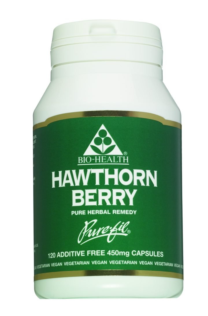 Bio-Health Hawthorn Berry 450mg Herbal Food Supplement for General Health, Improves Circulatory System and Mantains Cholesterol Levels, Suitable for Vegetarians and Vegans, Additive Free 120 Capsules