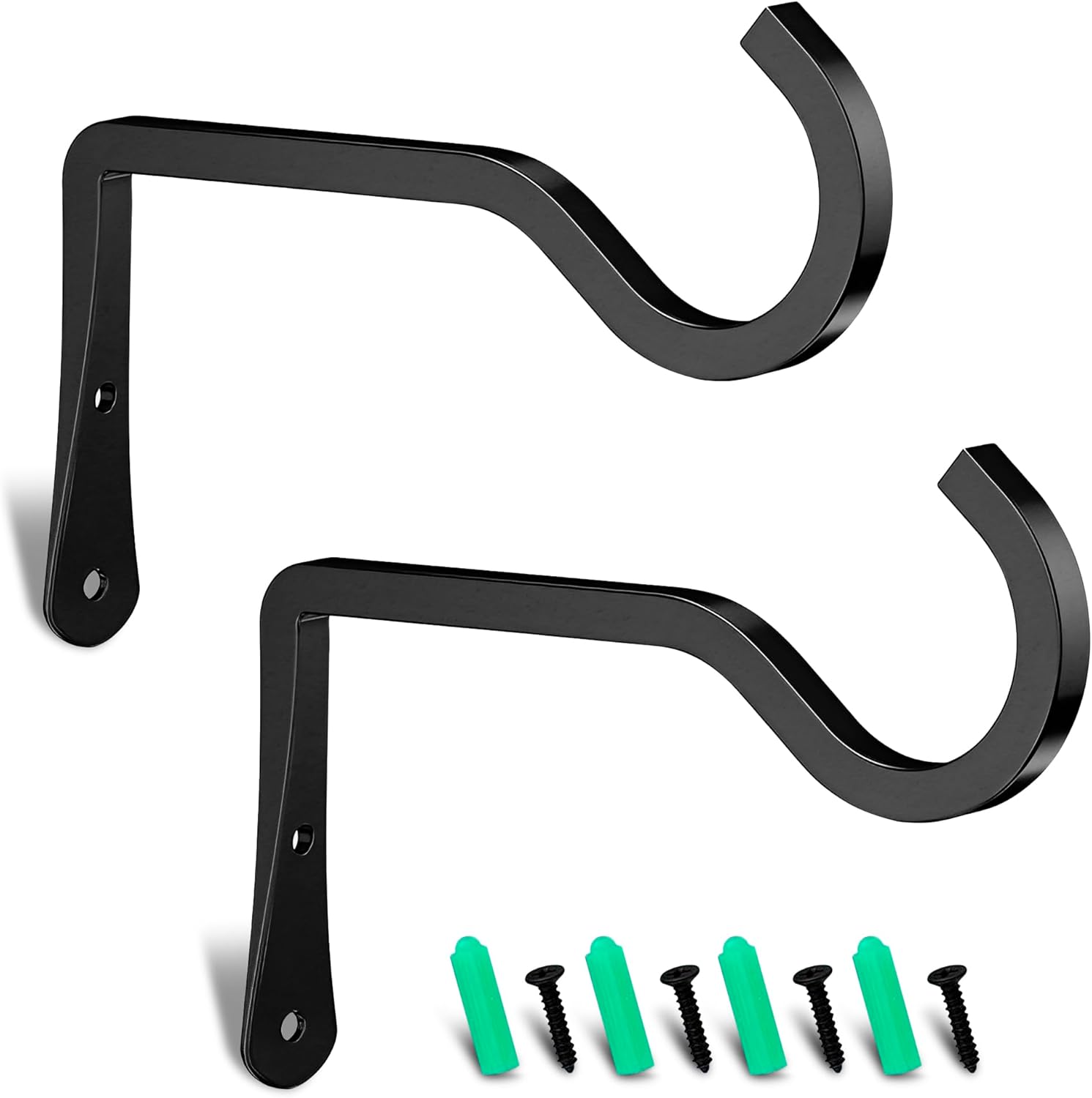 Outdoor Hanging Brackets - Wall Hanging Brackets for Plants Outdoor - 2Pcs Plant Hangers Outdoor Heavy Duty Wind Chime Stand Wall Hanging Hooks Rustic Wall Bracket - 6 Inch Flower Wall Hanger Lantern Hooks for Hanging Basket