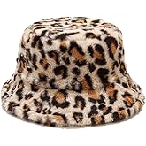 Quanhaigou Winter Faux Fur Bucket Hat,Fuzzy Warm Hat for Women Men, Fluffy Fisherman Cap