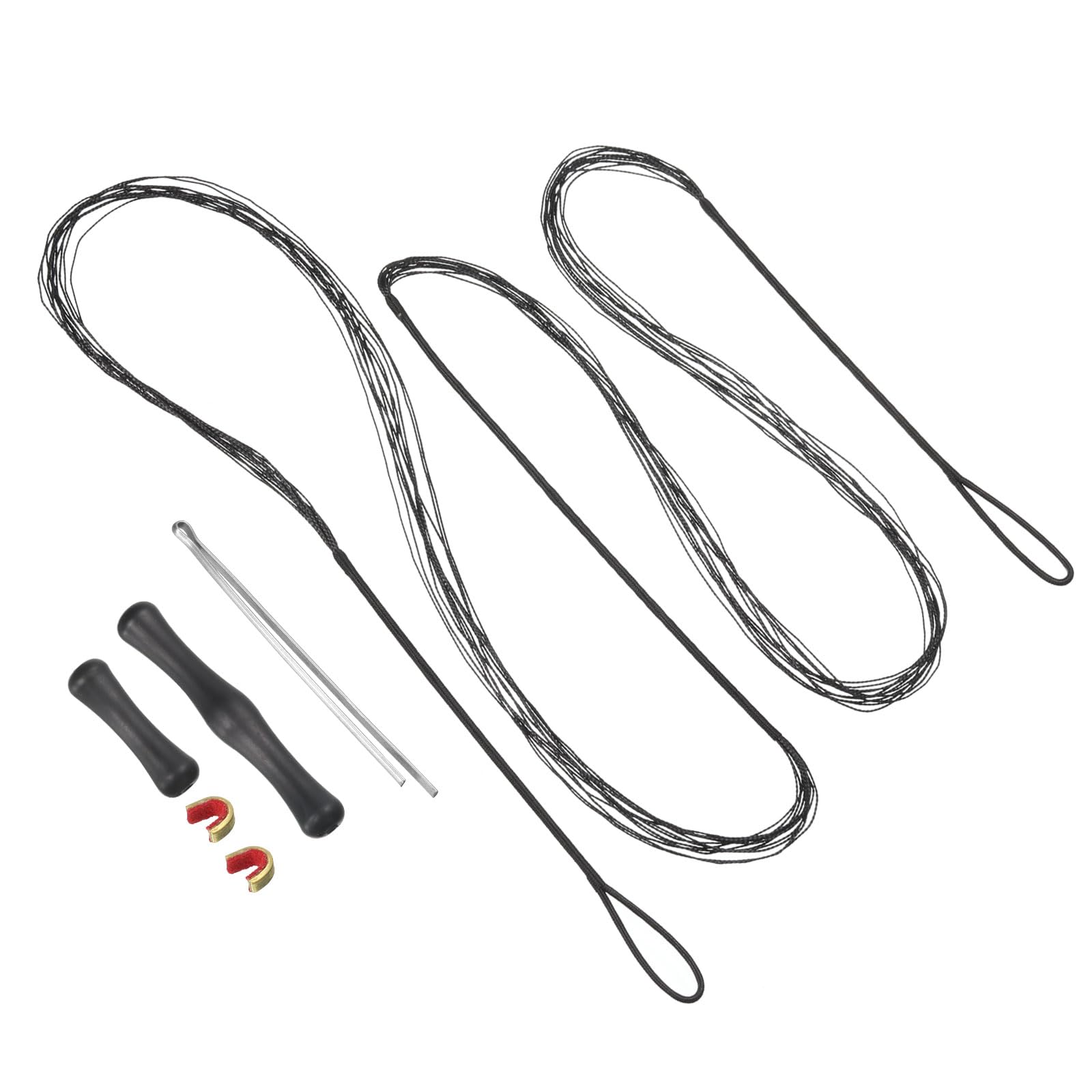 PATIKIL Bow String Replacement with 2 Nock Points Bowstring Finger Guards for AMO 66", 12 Strands Traditional Recurve Bowstring, Black