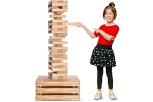 SWOOC Games - Giant Tower Game | 60 Large Blocks | Storage Crate/Outdoor Game Table | Starts Over 2.5ft Big | Max Height of 5ft | Genuine Jumbo Toppling Yard Games | Jumbo Backyard Set