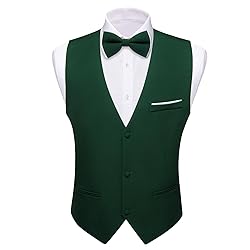 Barry.Wang Mens Hunter Green Suit Vest Bow Tie Set