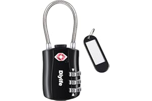 Diyife TSA Luggage Locks, [ Newest Version] TSA Approved Luggage Lock, 3 Digit Combination Lock, Luggage Cable Locks for Travel Suitcase Luggage Bag Lockers (Black)