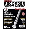 Super Easy Recorder Sheet Music for Beginners: A Beginner Recorder Book for Adults and Kids—50 Songs Include Nursery Rhymes, Christmas Carols, and More! (Large Print Letter Notes Sheet Music)