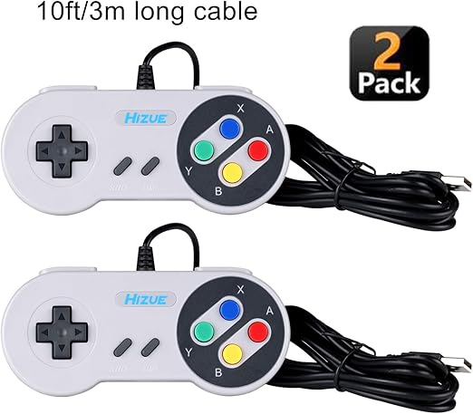 Amazon Co Jp Hizue Usb Snes コントローラー ゲームパッド ジョイスティック 2パック 10フィート 3m 超クラシックusbコントローラー Pc Android Windows Linux Ubuntu Retropie Raspberry Pi 3 Genesis Snes Nes Atari ゲーム