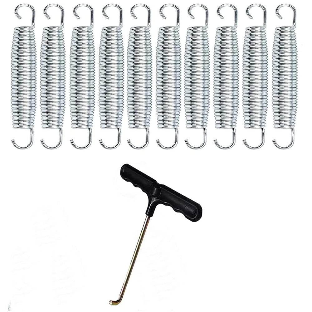 ANCLLO 10 Pcs Trampoline Springs Heavy-duty Replacement Kit with T-Hook Outdoor Easy Install Rust Resistant Long-lasting Springs Trampoline Accessories 16.5cm