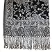 SILVERFEVER Silver Fever Pashmina - Jacquard Paisley Shawl - Stylish Scarf - Double Sided Wrap (Black/Silver)