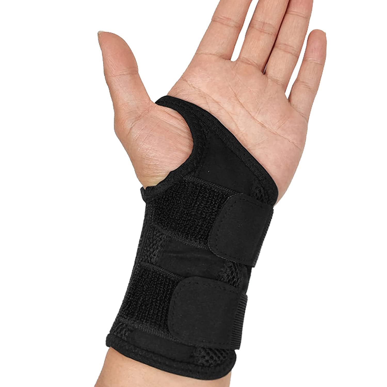 SONGQEE Carpal Tunnel Wrist Support Brace With 2 Metal Splints Left Hand for Men Women, Wrist Splint Stabilizer Hand Support Help Relieve Carpal Tunnel Pain Arthritis Tendonitis RSI Sprains (Black-L)