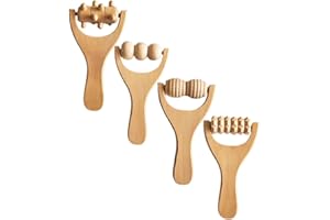 CATIEBYE 4pcs Wooden Massage Rollers Handheld Therapy Tools for Back Foot Neck Shoulder Relief Portable Body