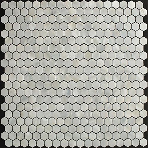 Mother of Pearl Mosaic Tiles River Bed Nature Pearl Shell Mosaic Hexagon Pure White Sheet