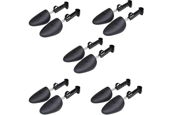 EchoDone 5 Pairs Practical Adjustable Length Men Shoe Tree Shoe Stretcher Boot Holder Shaper Support (Black Color), Black, La