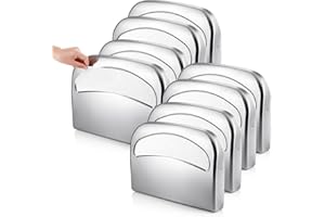 Domensi 8 Pcs Stainless Steel Toilet Seat Cover Dispenser Commercial Toilet Seat Wall Mount Half Fold Cover Holder with Screws for Office Restaurant Home Bathroom School, 16.4 Inch (Silver)