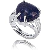 Natural Stone Rings for Women Silver Handmade Crystal Rings Adjustable Healing Crystal Rings Heart Gemstone Rings for Women Men