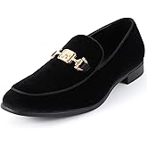 REIHUANNE Men's Penny Slip-on Velvet Loafer Luxury Suede Tuxedo Dress Shoes Fancy Smoking Slipper Party Prom Wedding Shoes Comfortable Lightweight