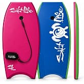 SALT LIFE Boogie Board Bodyboard, EPS Core, HDPE Slick Bottom, Leash | Lightweight EPS Core, HDPE Slick Bottom, Crescent Tail &amp; Coiled Leash