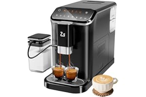 Fully Automatic Espresso Machine with Built-In Grinder & Milk Frother, 20 Bar PID Temperature Control, 1.5L Removable Tank, 5