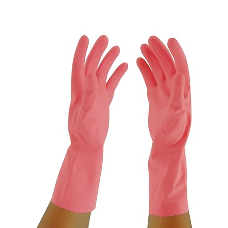 Primeway Rubberex Flocklined Rubber Hand Gloves, Medium, 1 Pair