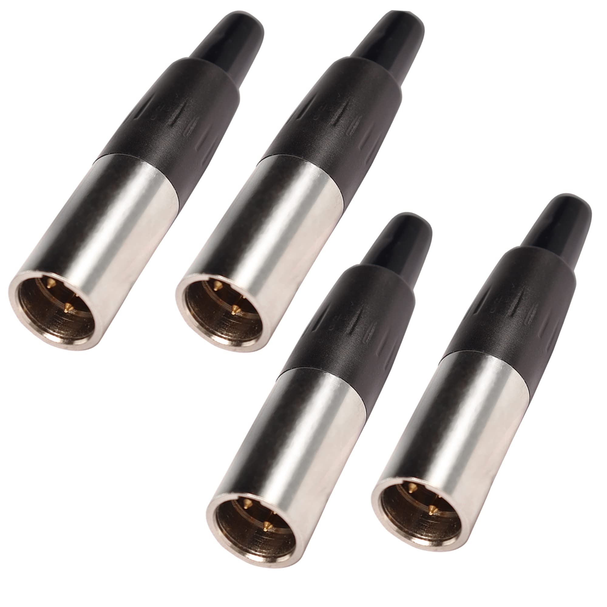 XMSJSIY 3Pin Mini XLR Connector TA4F Adapter Male Plug Mic Microphone Audio Connector,Mini XLR Cable Ends Replacement M-Plug Audio Socket-4PCS