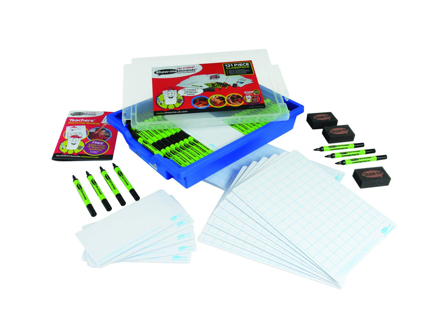 Show-me 120 Piece Whiteboard Class Combination Pack - Gridded, in Classroom Tray with Lid
