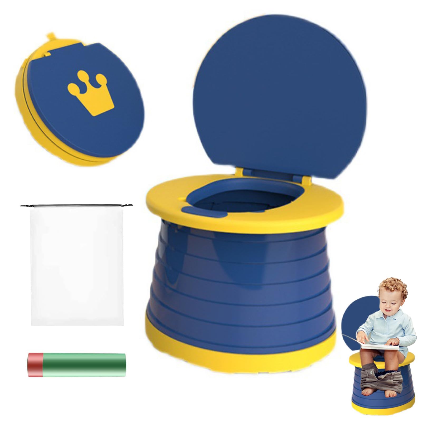 DQZSY Folding Toilet Seat for Children, Portable Travel Folding Potty, Blue