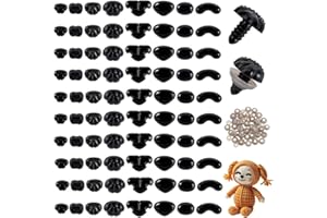 PH Pandahall 80pcs 8 Styles Plastic Matte Safety Noses, Black Crochet Animals Noses Craft Sew Dog Nose with Spacer for DIY Do