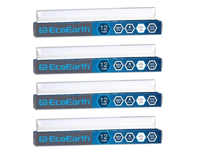 EcoEarth Hexa LED Wall Batten Tubelight 12W, Cool White 6500K, (1 Feet) (Pack of 4) 2 Years Warranty - BIS Approved