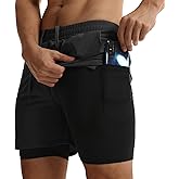 ATTBEA Men's 2 in 1 Running Shorts with Liner 5" Quick Dry Workout Gym Sports Shorts with Pockets