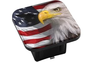 Swono Bald Eagle American Flag Tow Trailer Hitch Cover Plug Insert, Bald Eagle Waving USA Flag Sturdy Hitch Tube Covers Keep Trailer Hitch Receiver Tube Clean and Protected for Sedans Tractors Trucks