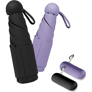 LILAC Travel Size Mini Umbrella with UPF 50+ UV Rain Protection, Compact Small & Lightweight Pocket-Sized Folding Umbrellas w