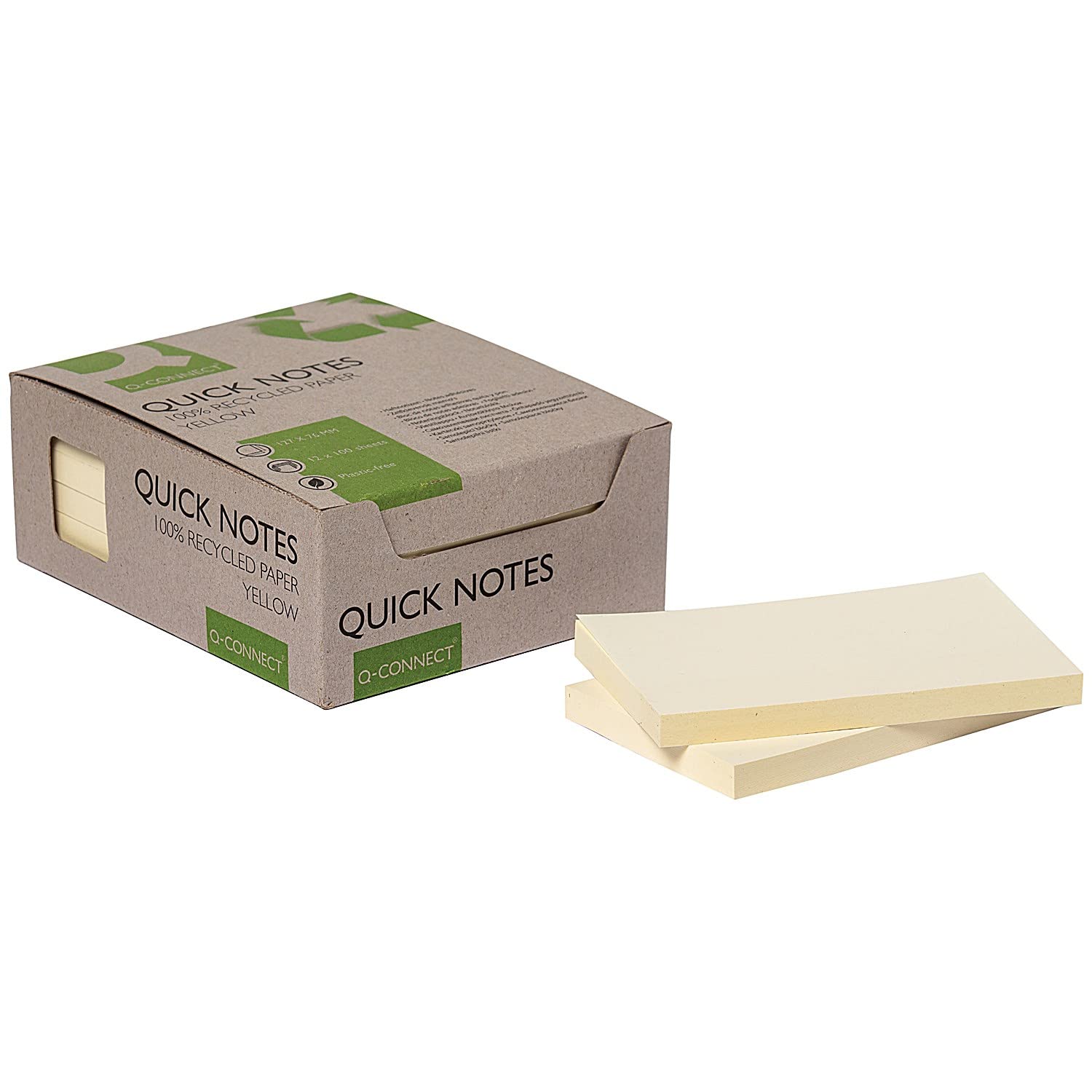 Q-Connect Recycled Notes 127x76mm Yellow (Pack of 12) KF17322