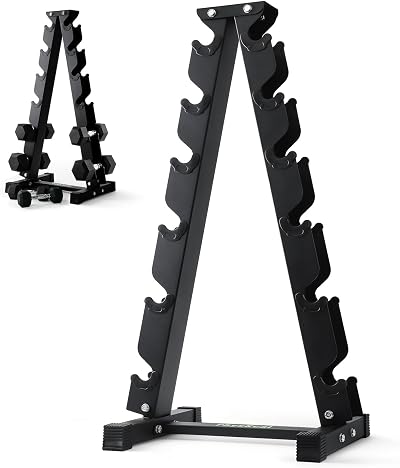 PhysKcal 6-Tier Dumbbell Rack Heavy Duty Steel 400kg Capacity