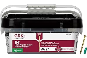 GRK 120990 R4 T-25 Multi-Purpose Framing/Decking Screws, 9 by 2", Steel, Flat