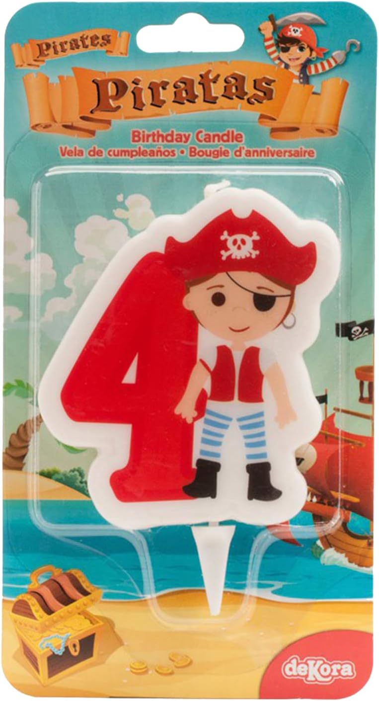 Dekora - Pirate 2D Birthday Candle for Children's Cake - Number 4 (345258) - Image 3