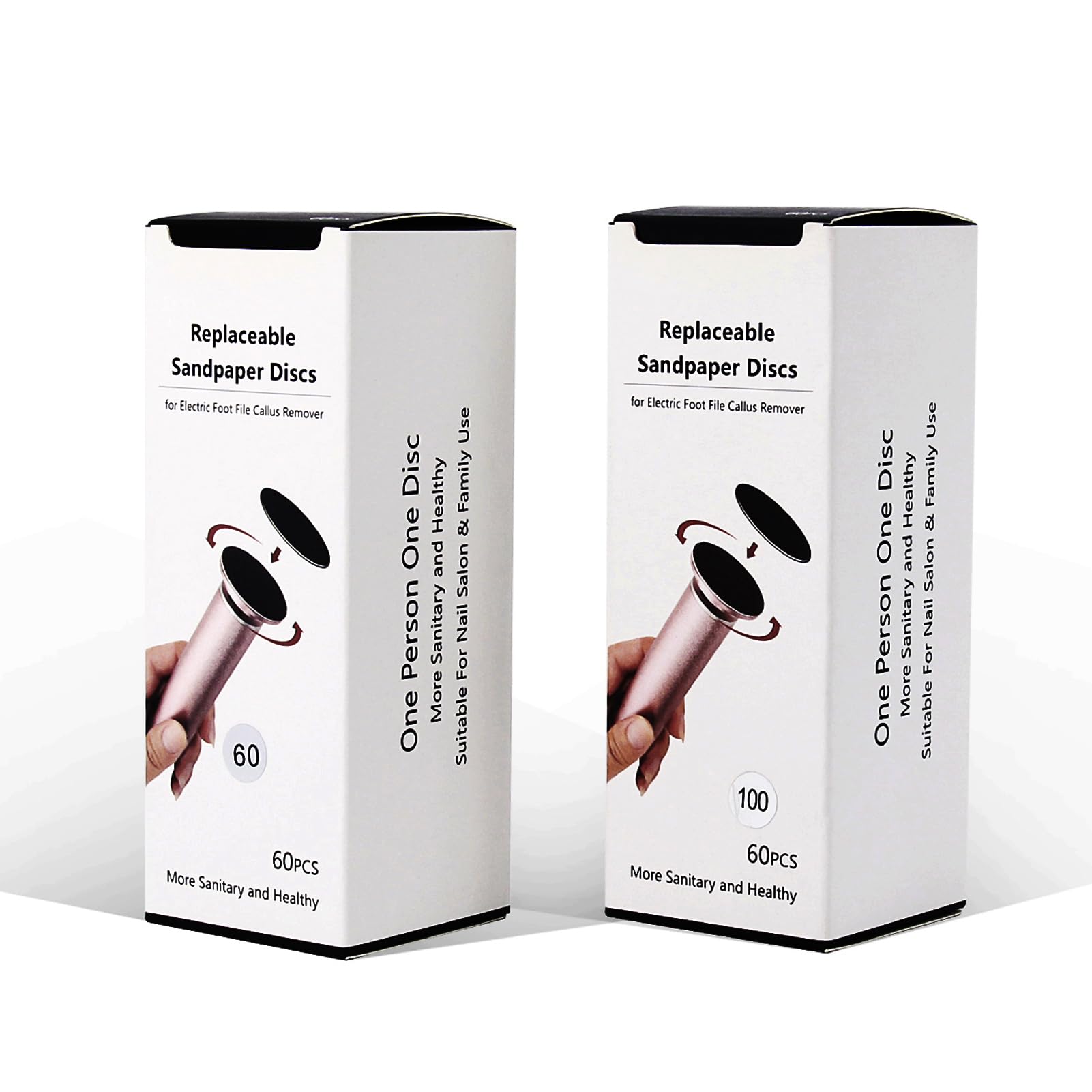 2 Box (120pcs) Foot File Replacement Pads Sandpaper Discs for Electric Hard Skin Callus Remover, Coarse 60 Grit+Fine100 Grit