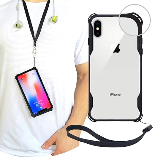 New iPhone X/XS Clear Slim Case with Wrist Strap & Lanyard