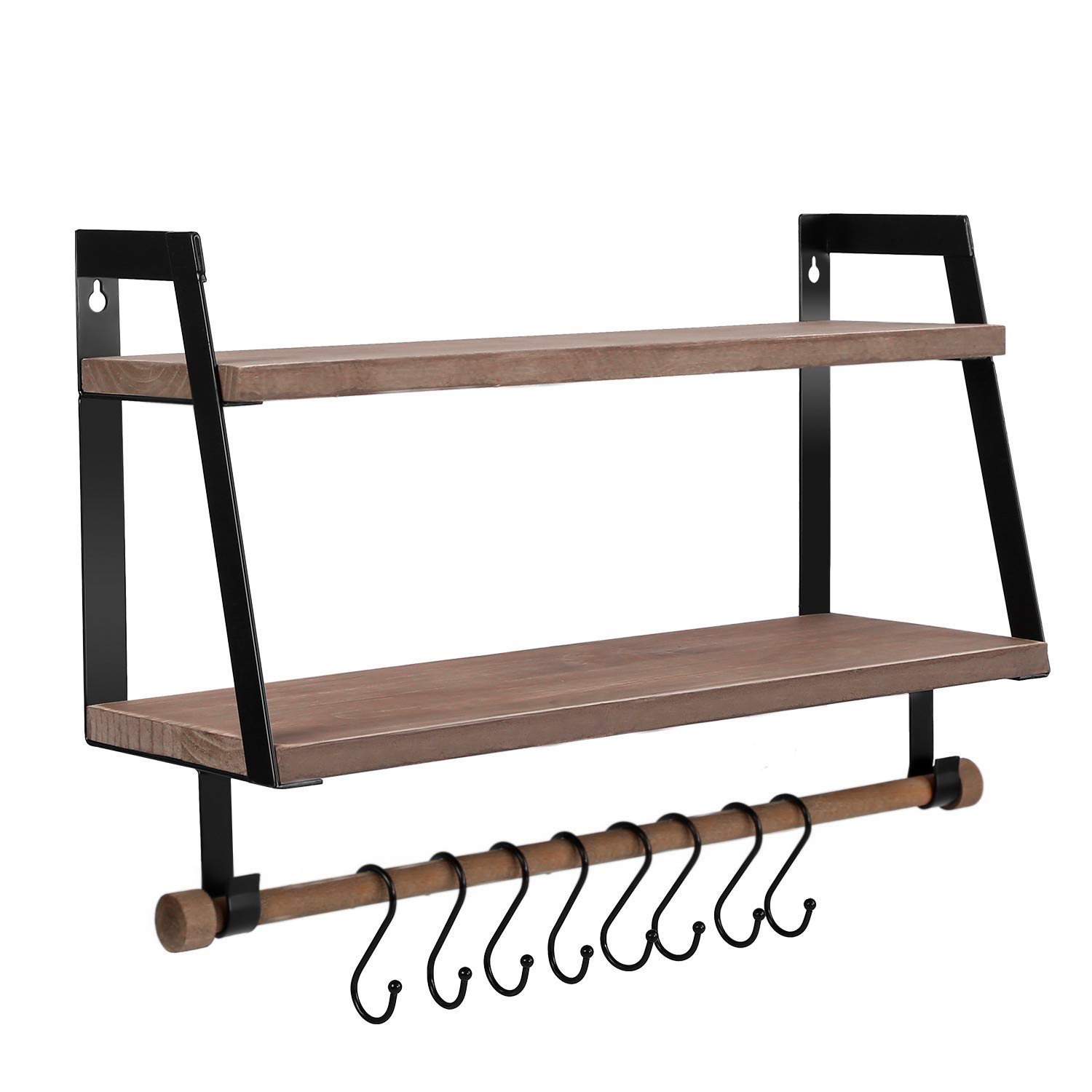 Halcent Wall Shelves Wood Storage Shelves with Towel Bar, Floating