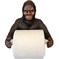 Ecqizer Bigfoot Sasquatch Metal Toilet Paper Holder With Shelf – Matte Black, Rustic Cabin Bathroom Decor, Includes Mounting Screws, Unique Farmhouse Gift