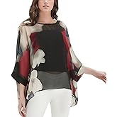 Women's Loose Alicia Floral Print Chiffon Blouse Batwing Blouses Bohemian Flowy Tops Top T-Shirt