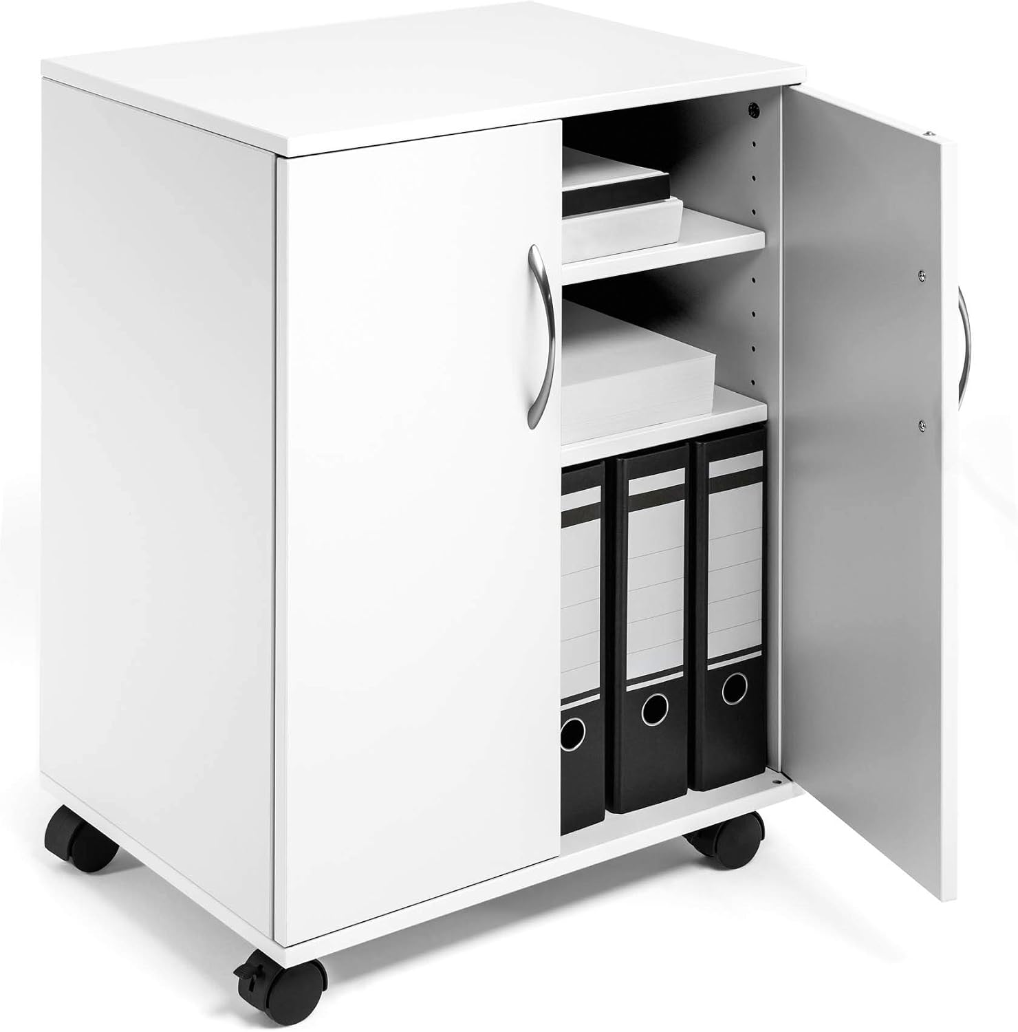 Durable Multi-Finctional Trolley with Closing Doors, White, 528 x 748 x 400 mm (B x H x T)