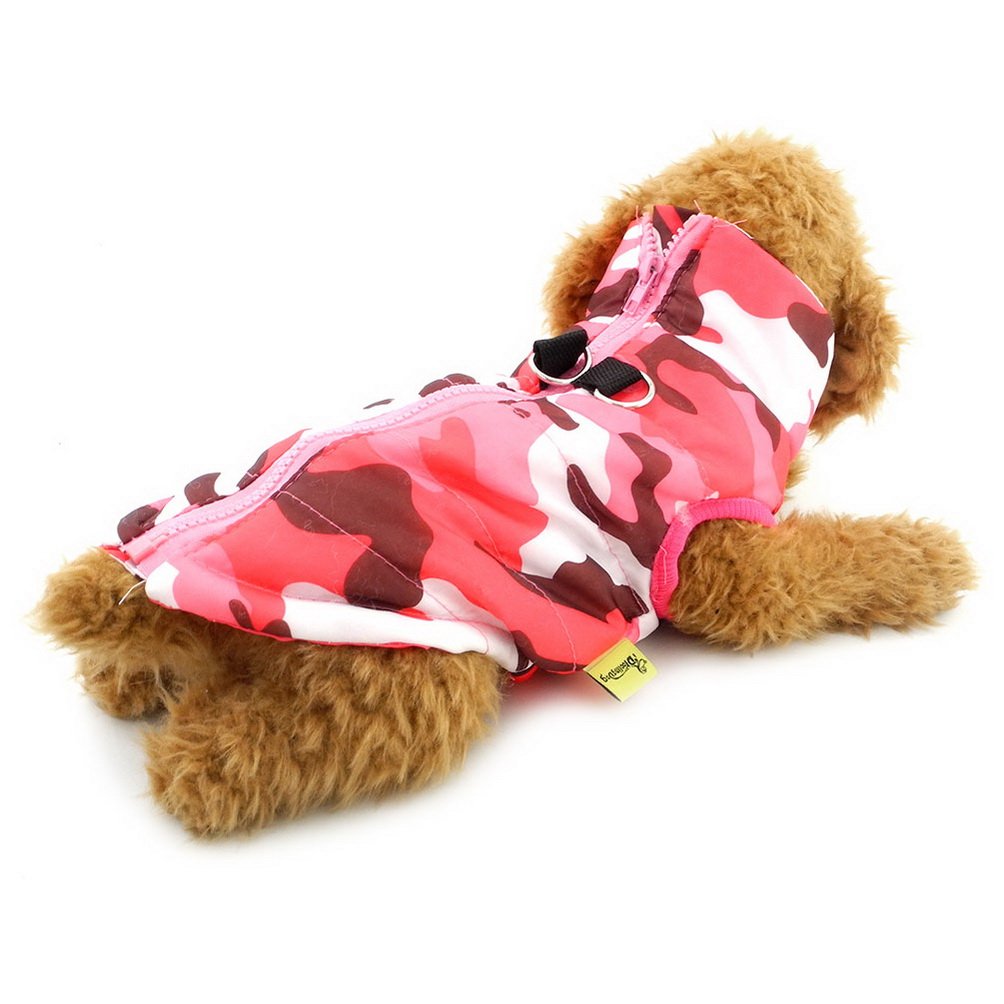 SELMAI Camo Waterproof Small Dog Cat Winter Coat Quilted Vest Jacket Harness with D-ring Pet Puppy Puffer Coat Chihuahua Cold Weather Clothes Girl Apparel Hot Pink XS — image 1
