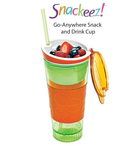 LAZYKARTS Snackeez Cup / Snack & Drink Snackeez / Travel Cup All in One Qty.(1nos) (Multi Color)