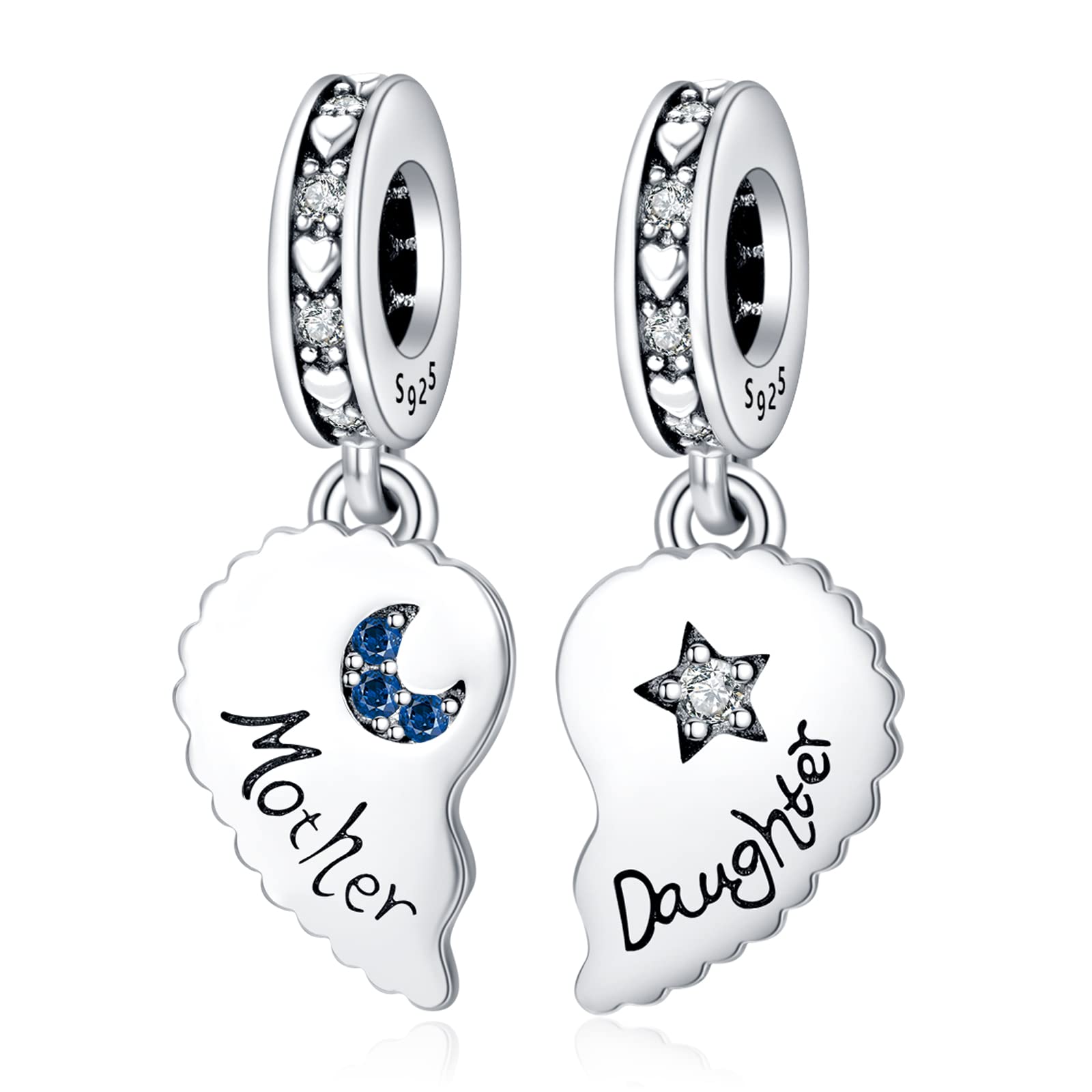 MGIUL Mother-Daughter Star Moon Split Dangle Charm